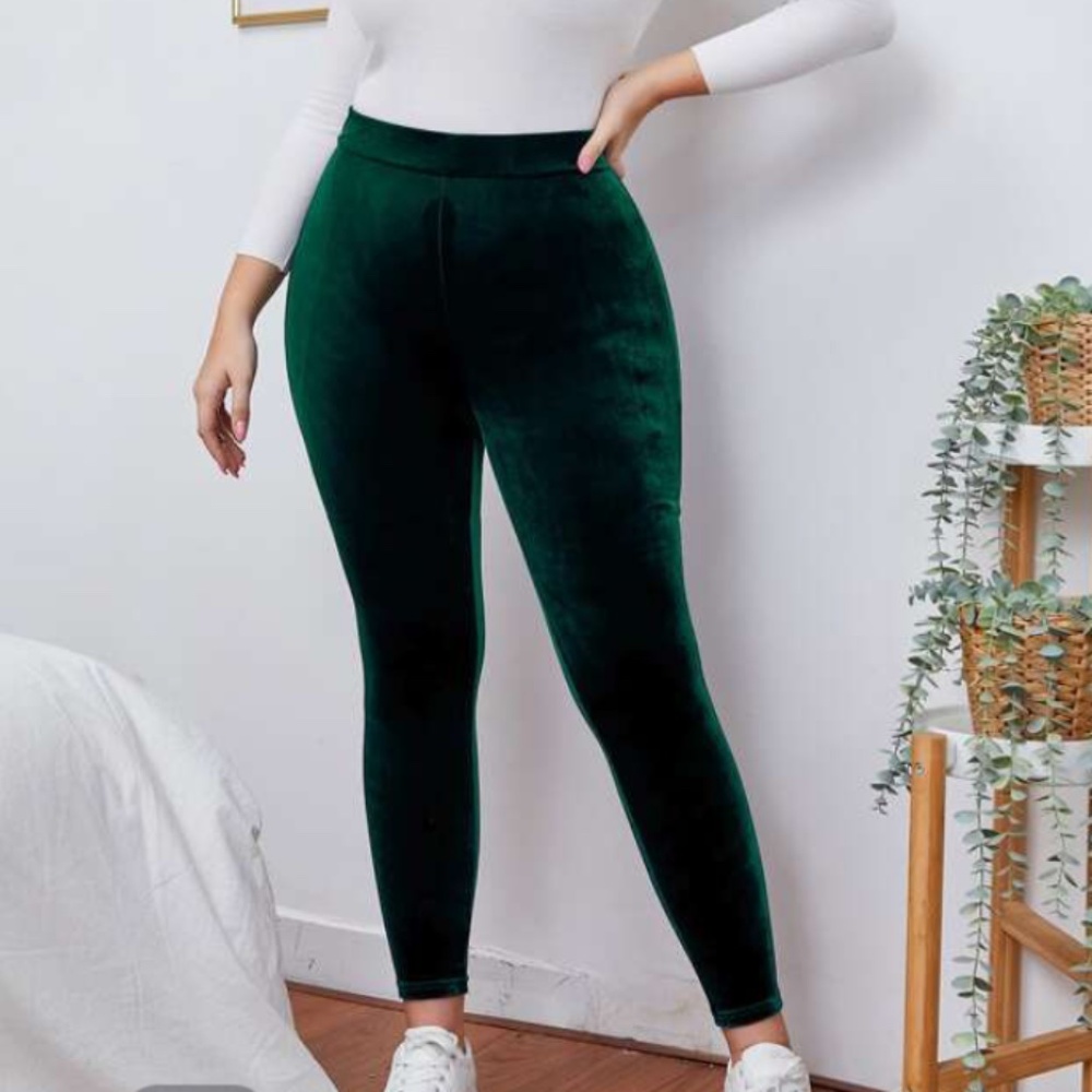High waist velvet leggings